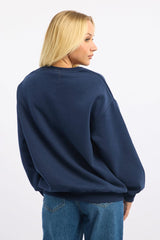Blue Graphic Sweater Long Sleeve
