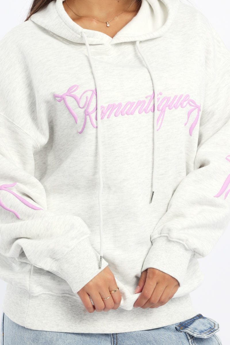 Grey Graphic Hoodie Sweater Long Sleeve