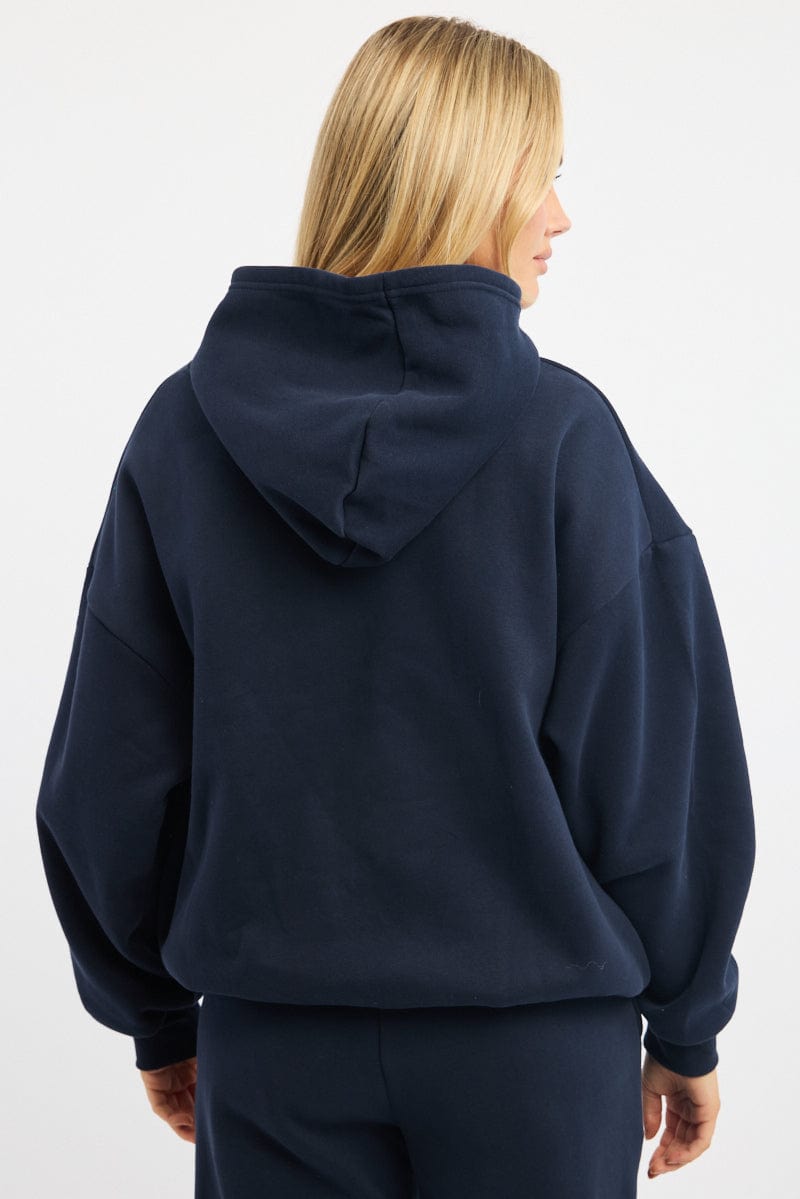 Blue Graphic Sweater Long Sleeve