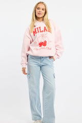 Pink Graphic Sweater Long Sleeve