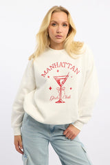 White Graphic Sweater Long Sleeve