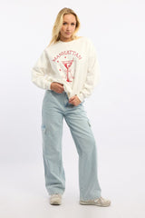 White Graphic Sweater Long Sleeve