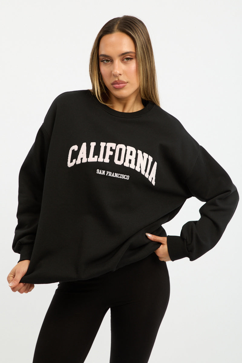 Black Graphic Sweater Long Sleeve