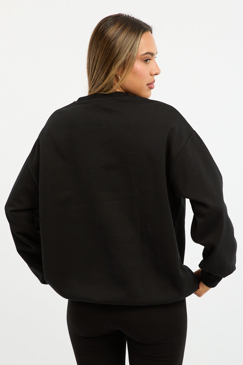 Black Graphic Sweater Long Sleeve