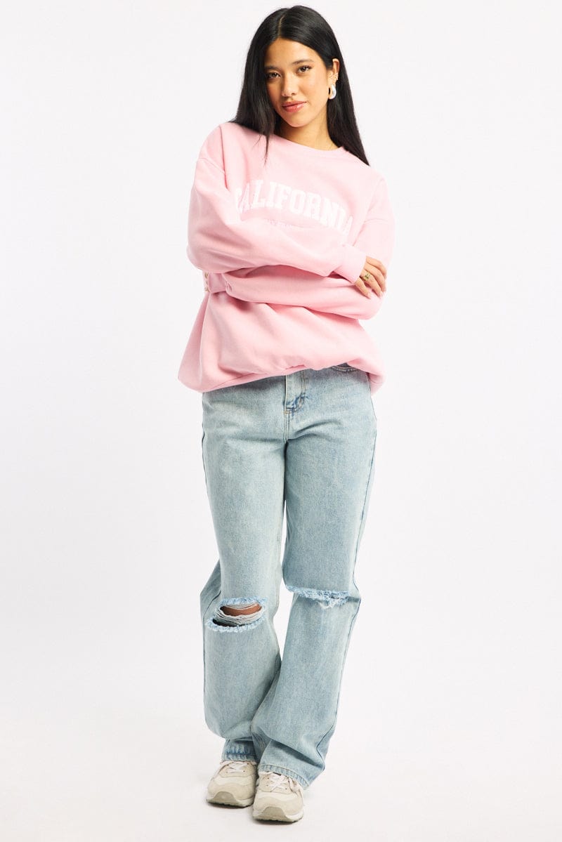Pink Graphic Sweater Long Sleeve