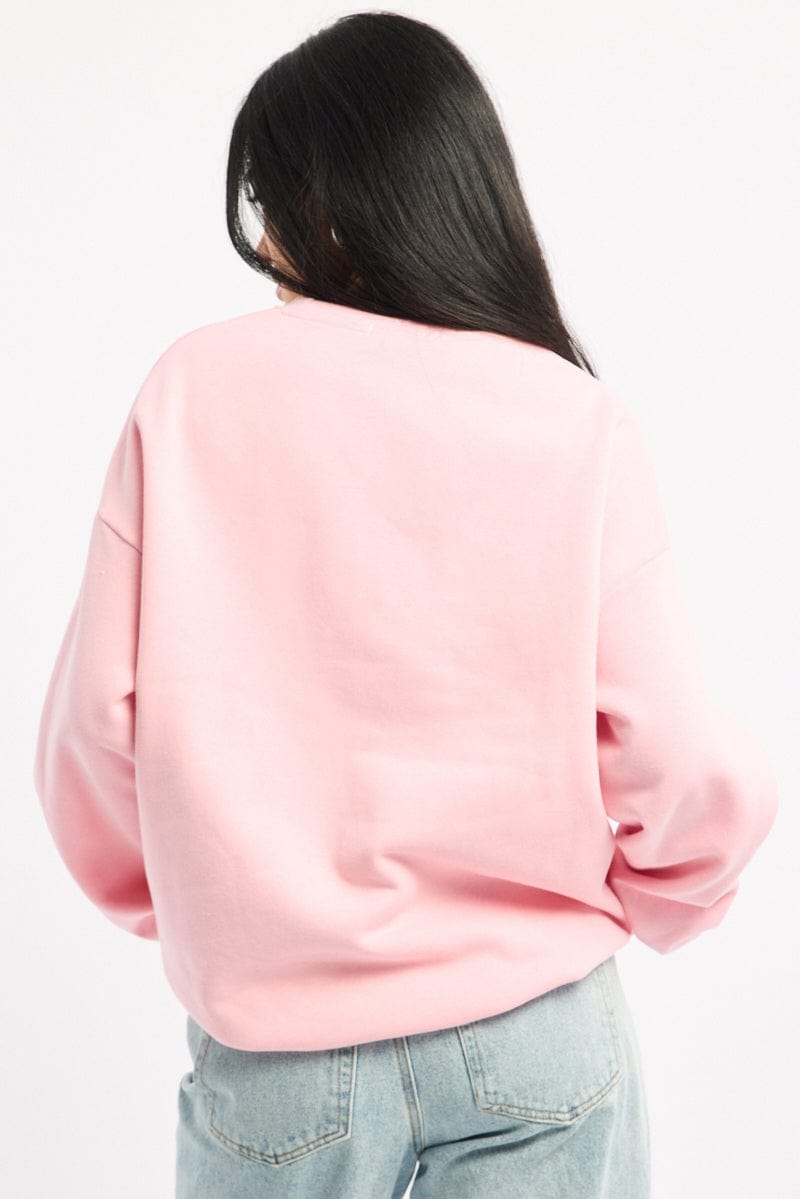 Pink Graphic Sweater Long Sleeve
