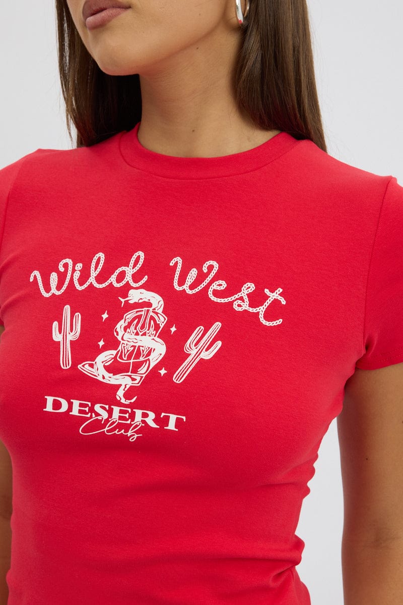 Red Graphic Tee Short Sleeve