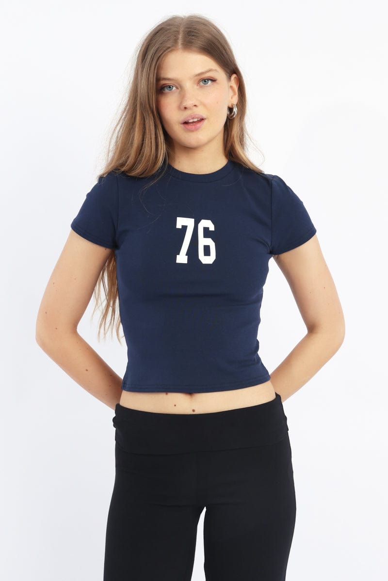 Blue Graphic Tee Short Sleeve
