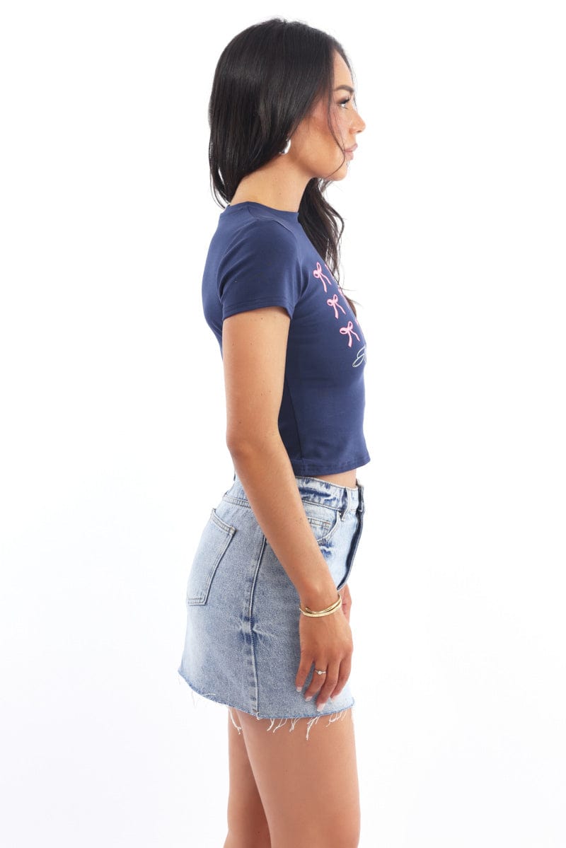 Blue Graphic Tee Short Sleeve