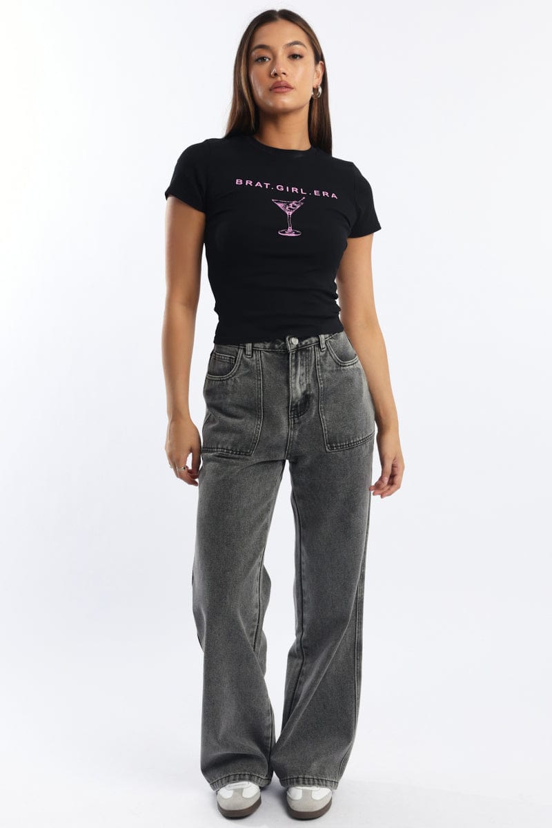Black Graphic Tee Short Sleeve