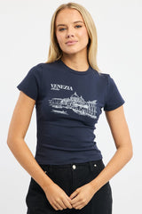 Blue Graphic Tee Short Sleeve