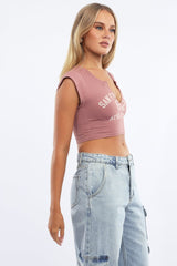 Pink Graphic Tee Short Sleeve Crop