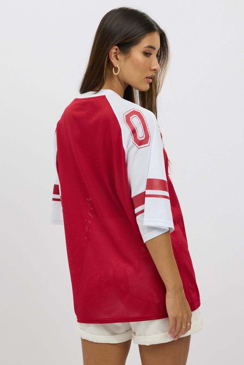 Red Sport Tee Short Sleeve