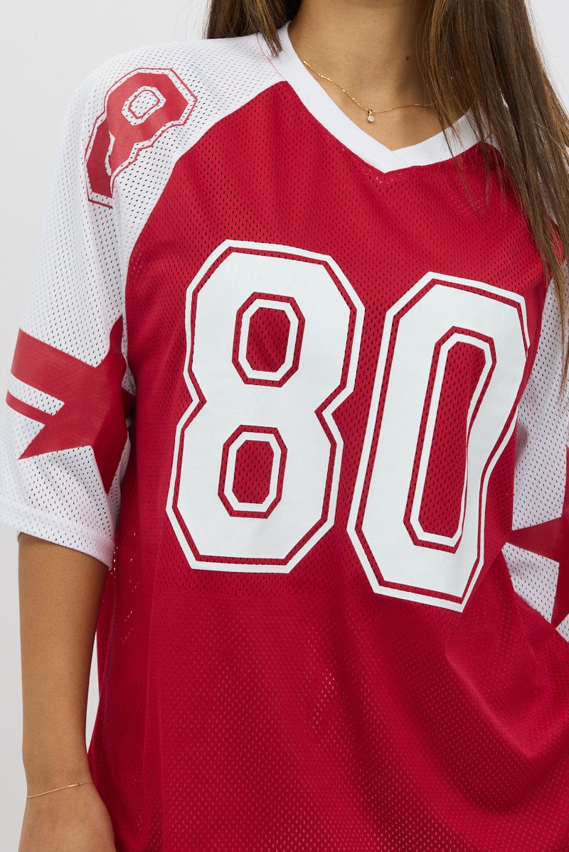 Red Sport Tee Short Sleeve