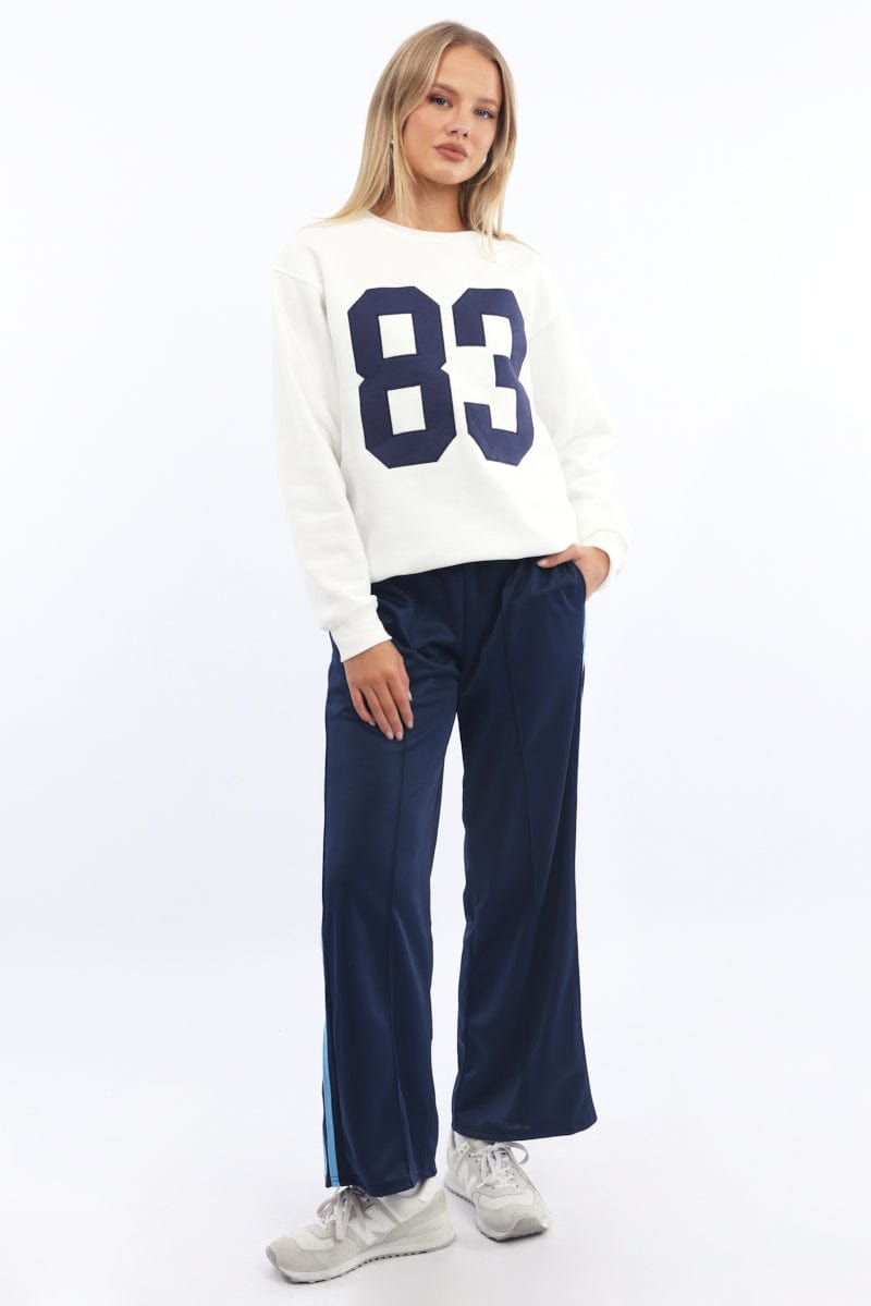 White Graphic Sweater Long Sleeve