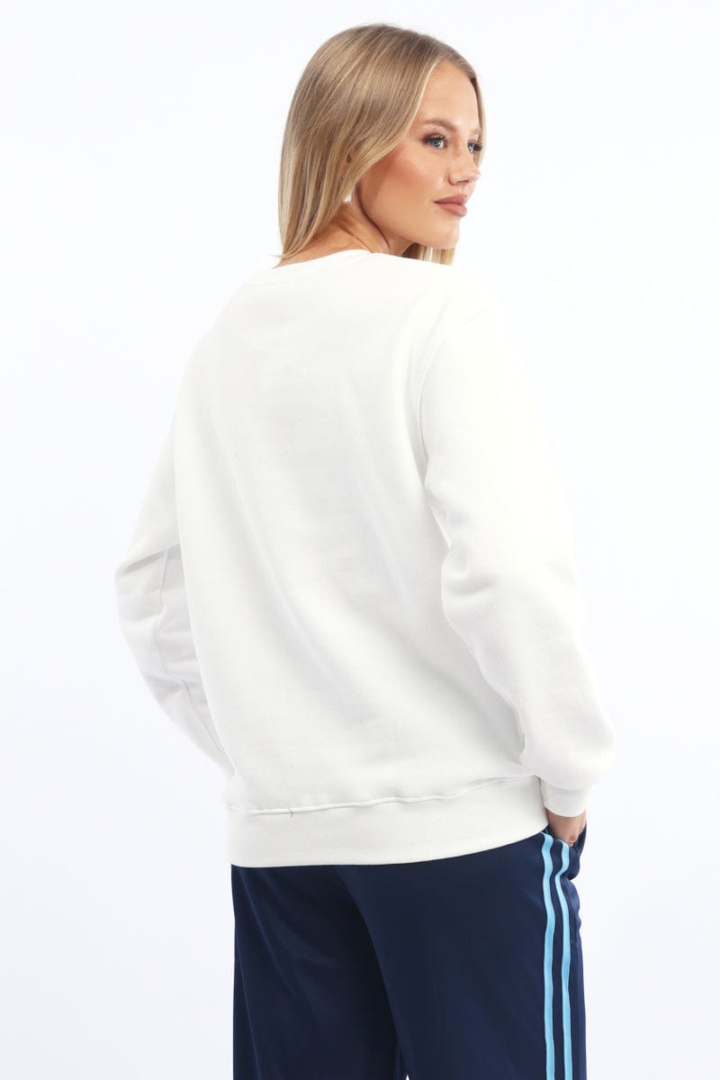 White Graphic Sweater Long Sleeve