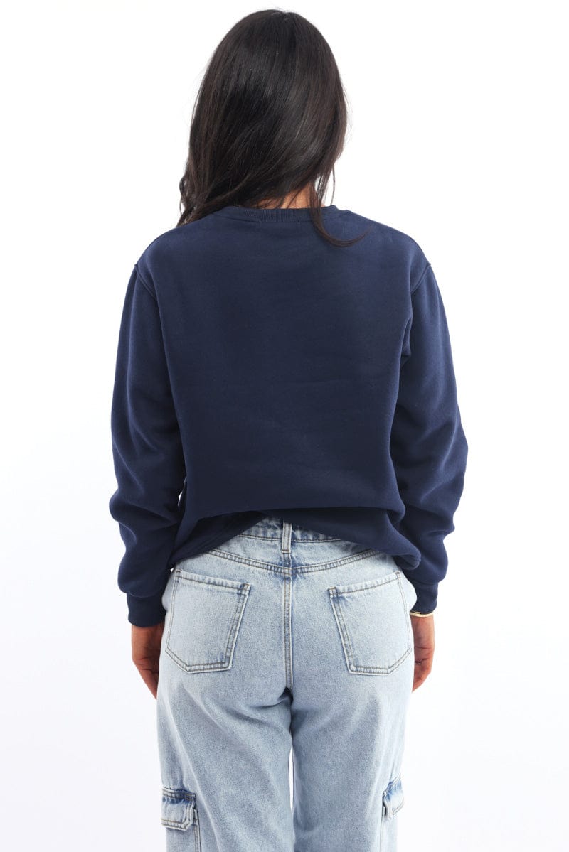 Blue Graphic Sweater Long Sleeve