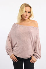 Pink Off Shoulder Top Long Sleeve
