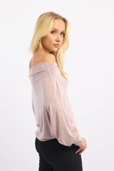 Pink Off Shoulder Top Long Sleeve