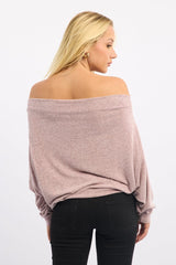 Pink Off Shoulder Top Long Sleeve
