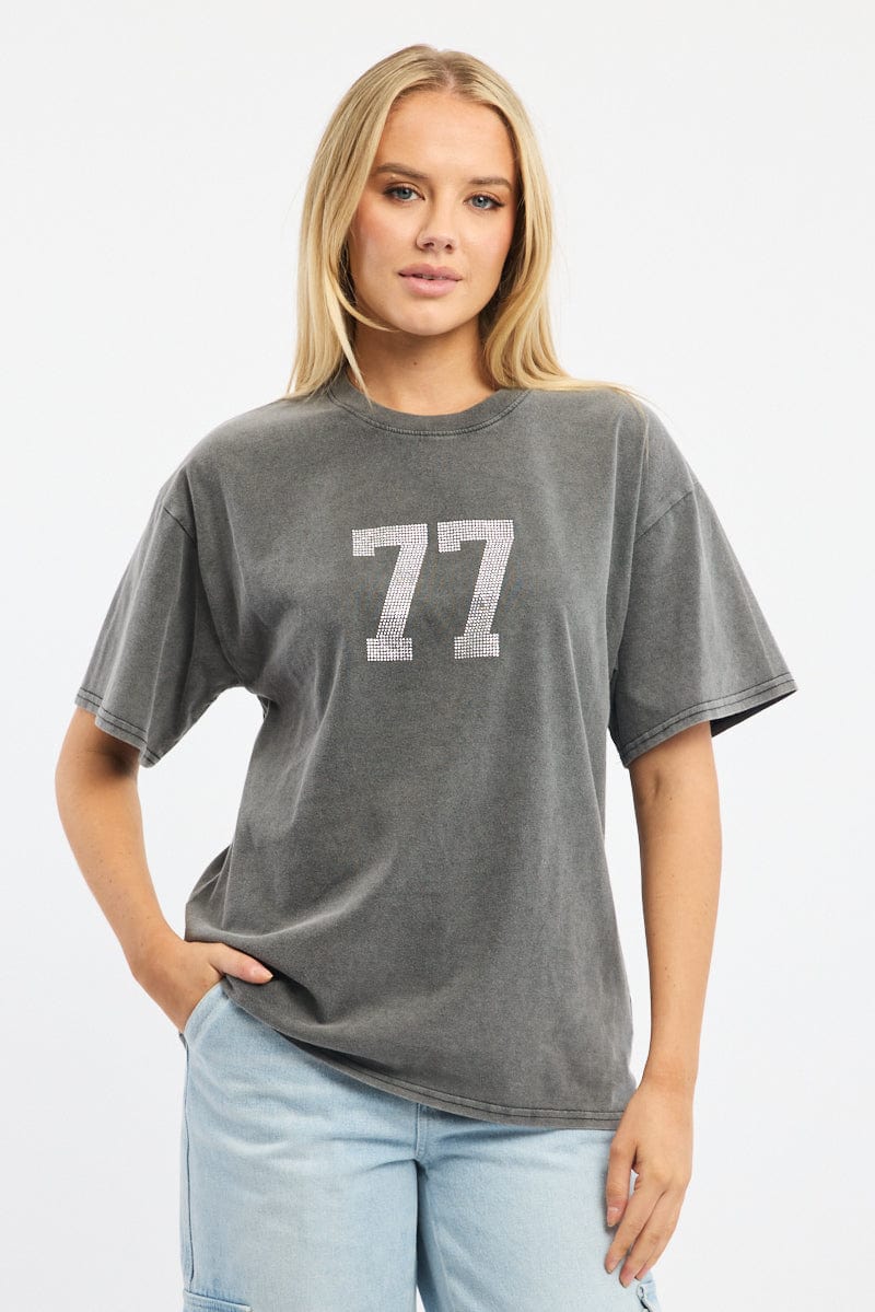 Grey Graphic Tee Short Sleeve