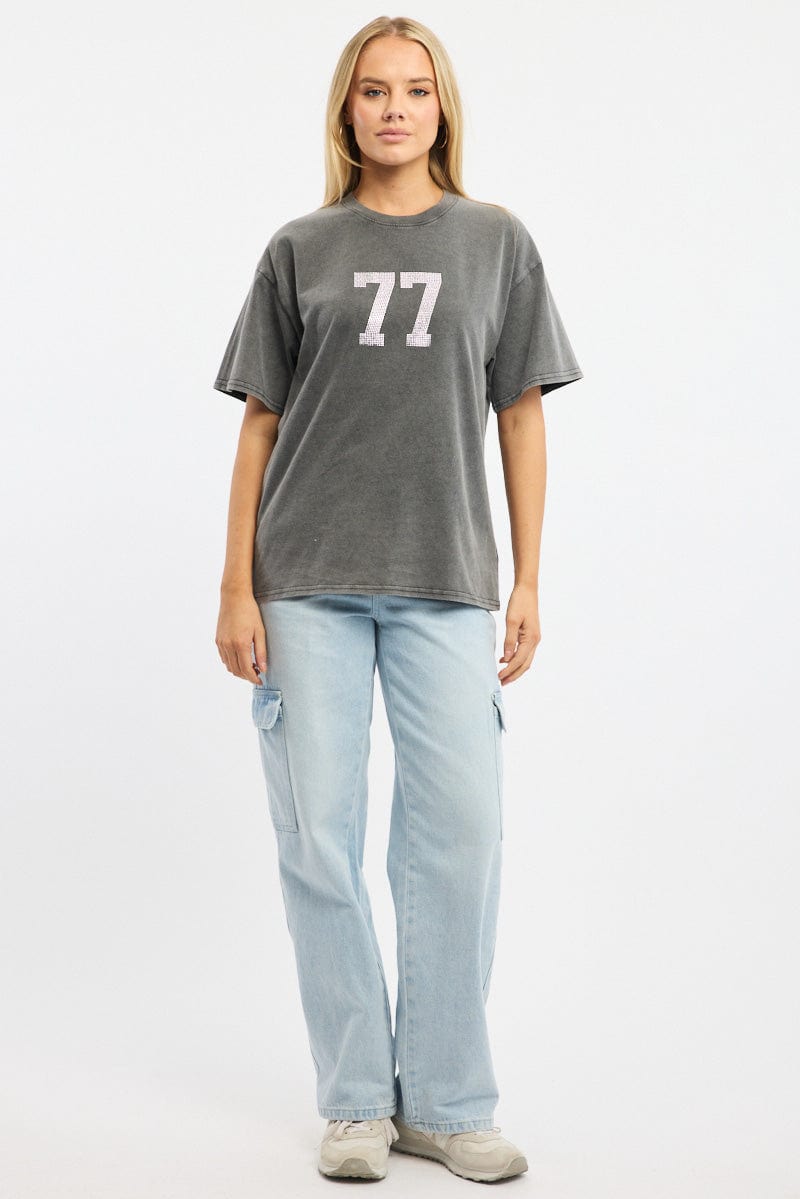 Grey Graphic Tee Short Sleeve