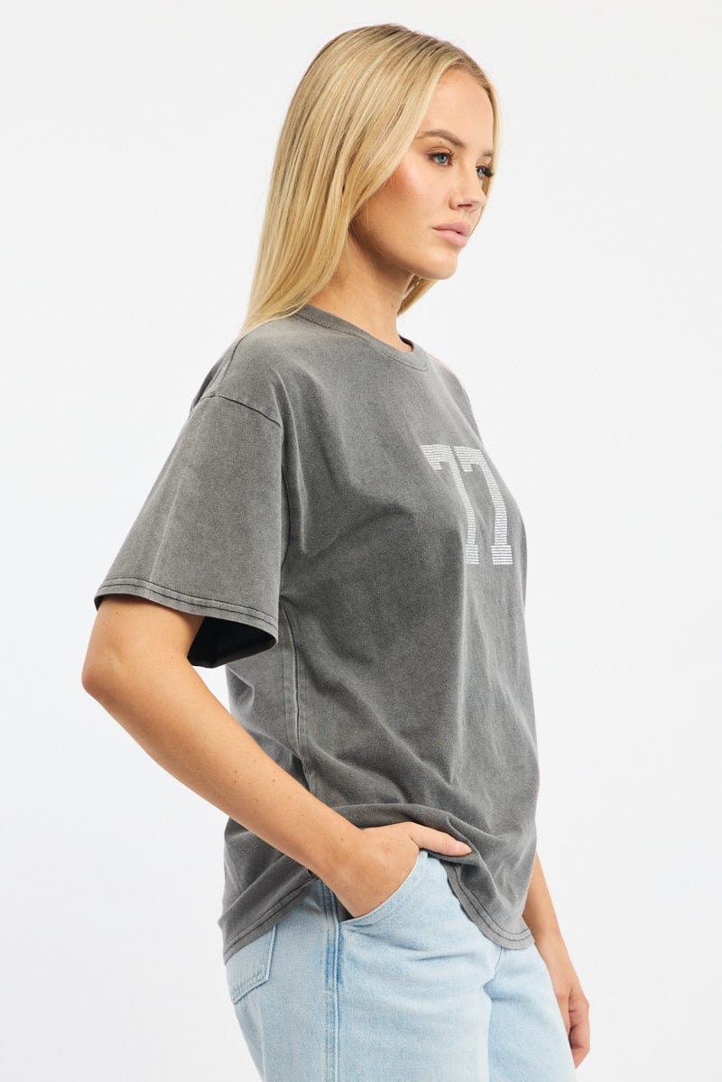 Grey Graphic Tee Short Sleeve
