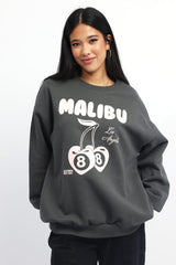 Grey Graphic Sweater Long Sleeve