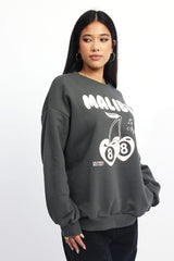 Grey Graphic Sweater Long Sleeve