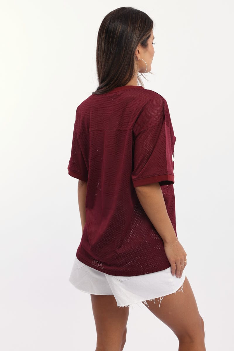 Red Sport Tee Short Sleeve V Neck