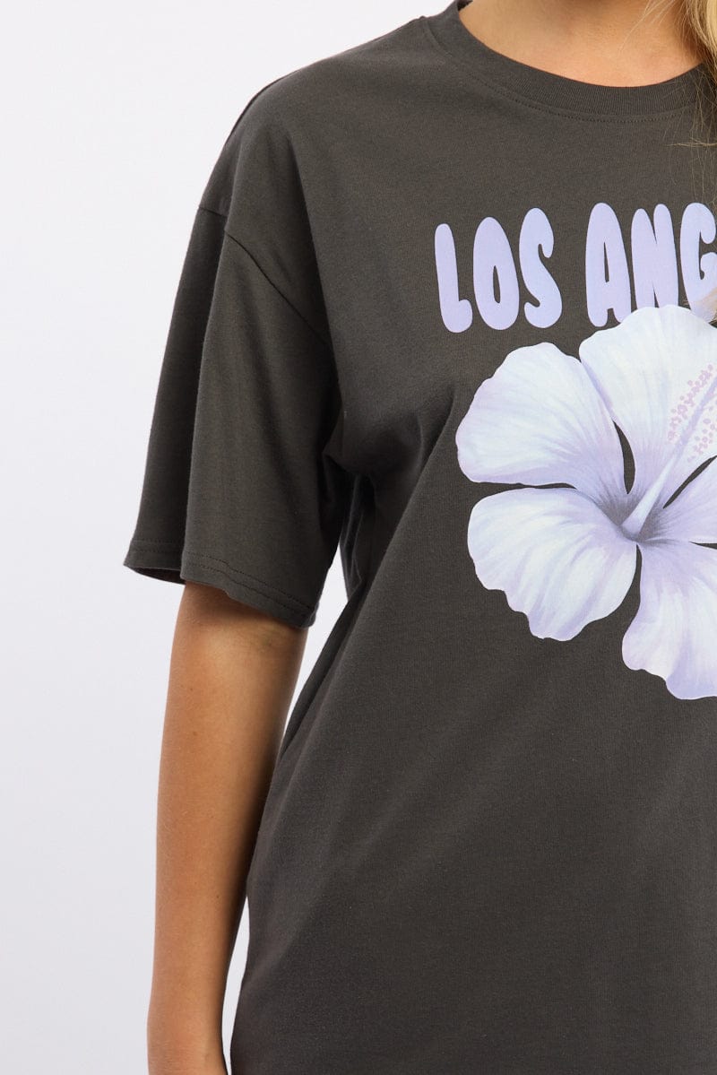 Grey Graphic Tee Short Sleeve