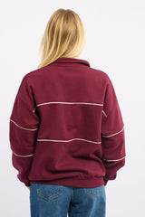 Red Zip Sweater Funnel Neck Oversized