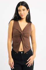 Brown Crossover Top Sleeveless