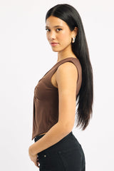 Brown Crossover Top Sleeveless