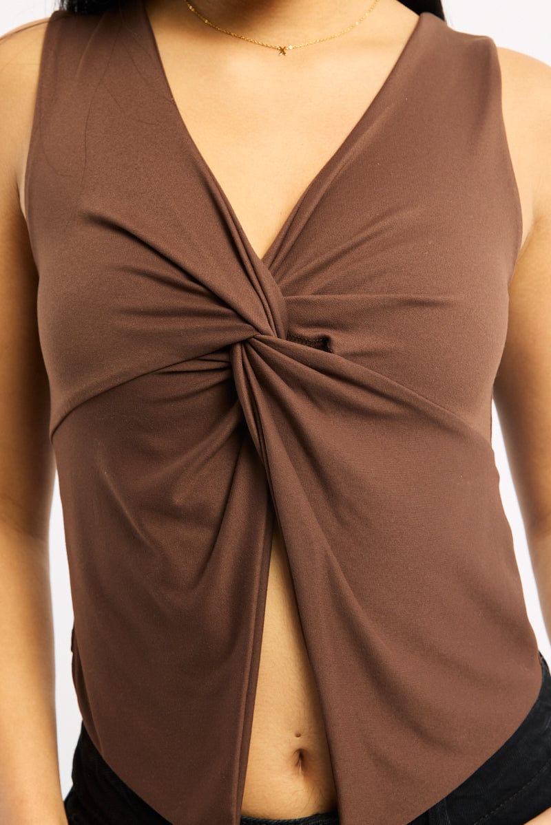 Brown Crossover Top Sleeveless