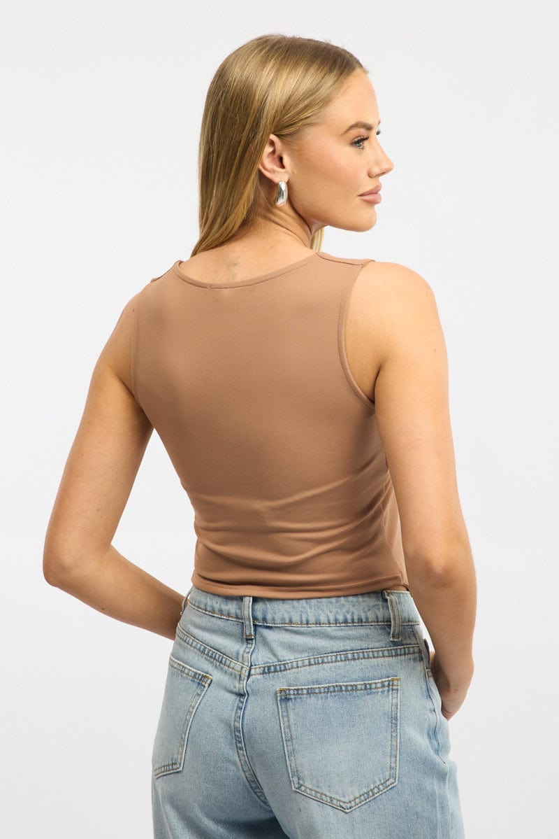 Brown Crossover Top Sleeveless