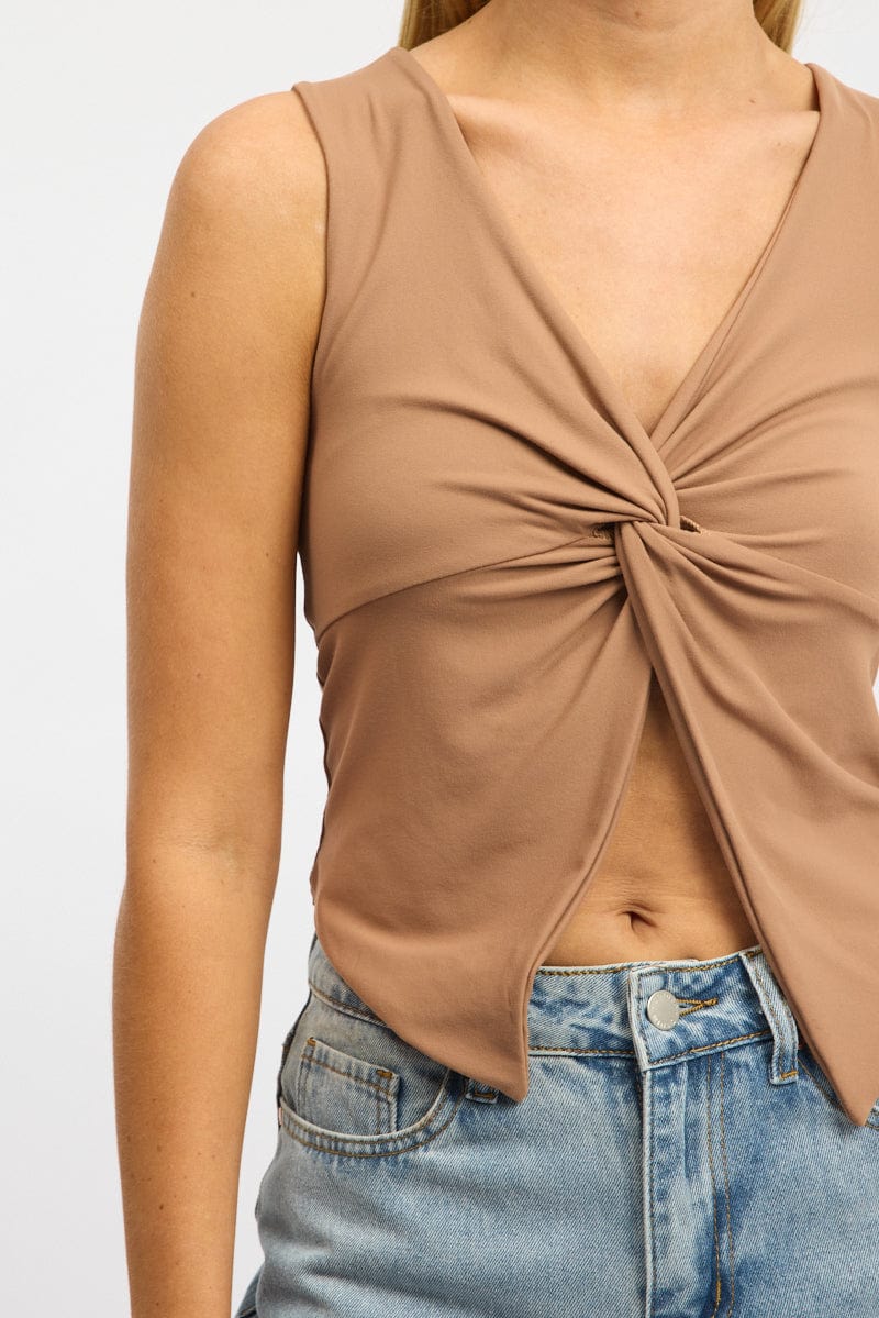 Brown Crossover Top Sleeveless