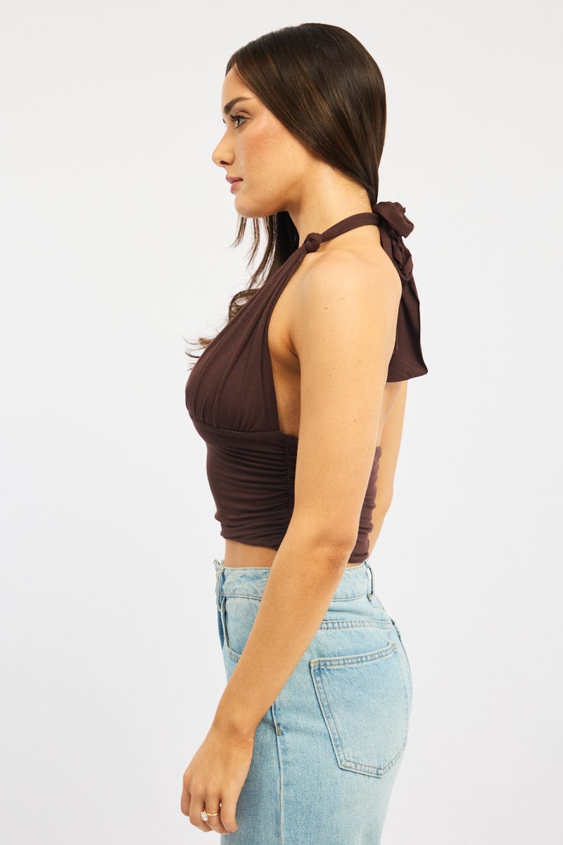 Brown Halter Neck Top
