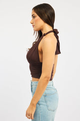 Brown Halter Neck Top