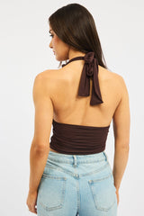 Brown Halter Neck Top