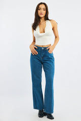 White Cowl Neck Top Backless
