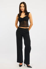 Black Sweetheart Neck Top Mesh