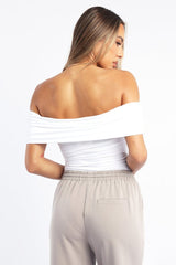 White Off Shoulder Bodysuit Supersoft