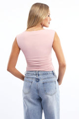 Pink Supersoft Top Side Ruched Sleeveless