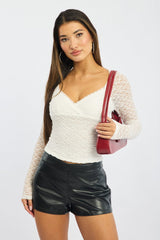 White Lace Top Long Sleeve