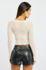 White Lace Top Long Sleeve