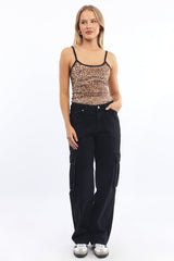 Brown Animal Print Singlet Top