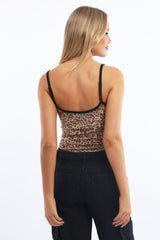 Brown Animal Print Singlet Top