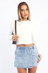 White Cable Knit Top Long Sleeve