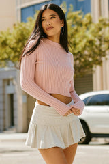 Pink Cable Knit Top Long Sleeve